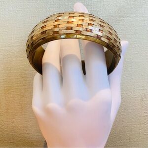Vintage Mixed Metal Woven Bangle Tri-Color Brass & Copper Made in India